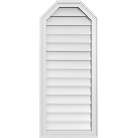 Ekena Millwork Octagonal Top Surface Mount PVC Gable Vent w/ 2"W x 1-1/2"P Brickmould Frame, 18"W x 42"H GVPOT18X4202SN